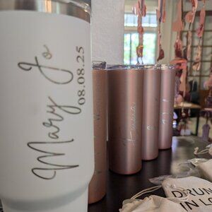 40oz White Engraved Tumbler – Personalized with Name or Date, Custom Gift